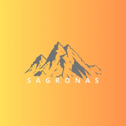 The Sagronas logo: a grey mountain on a yellow to orange gradient